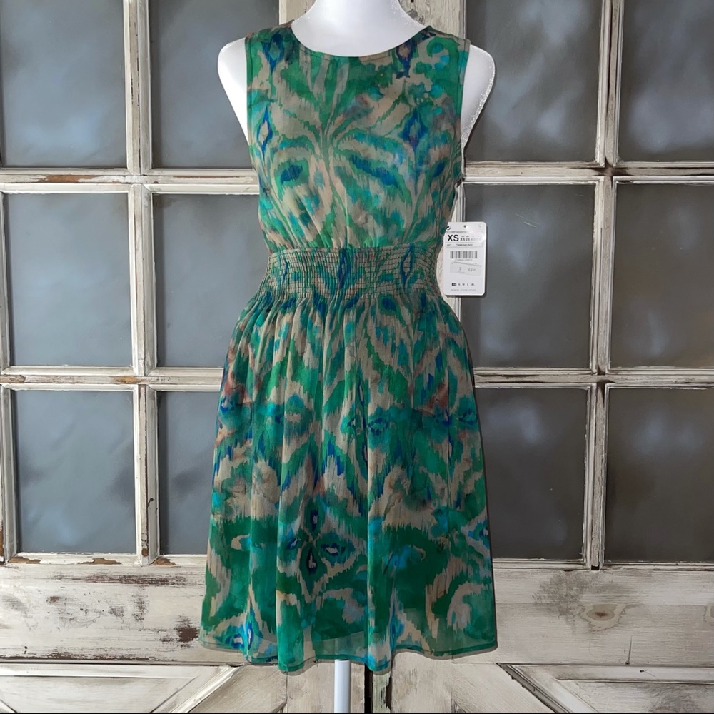 Zara peacock green lace back dress size XS